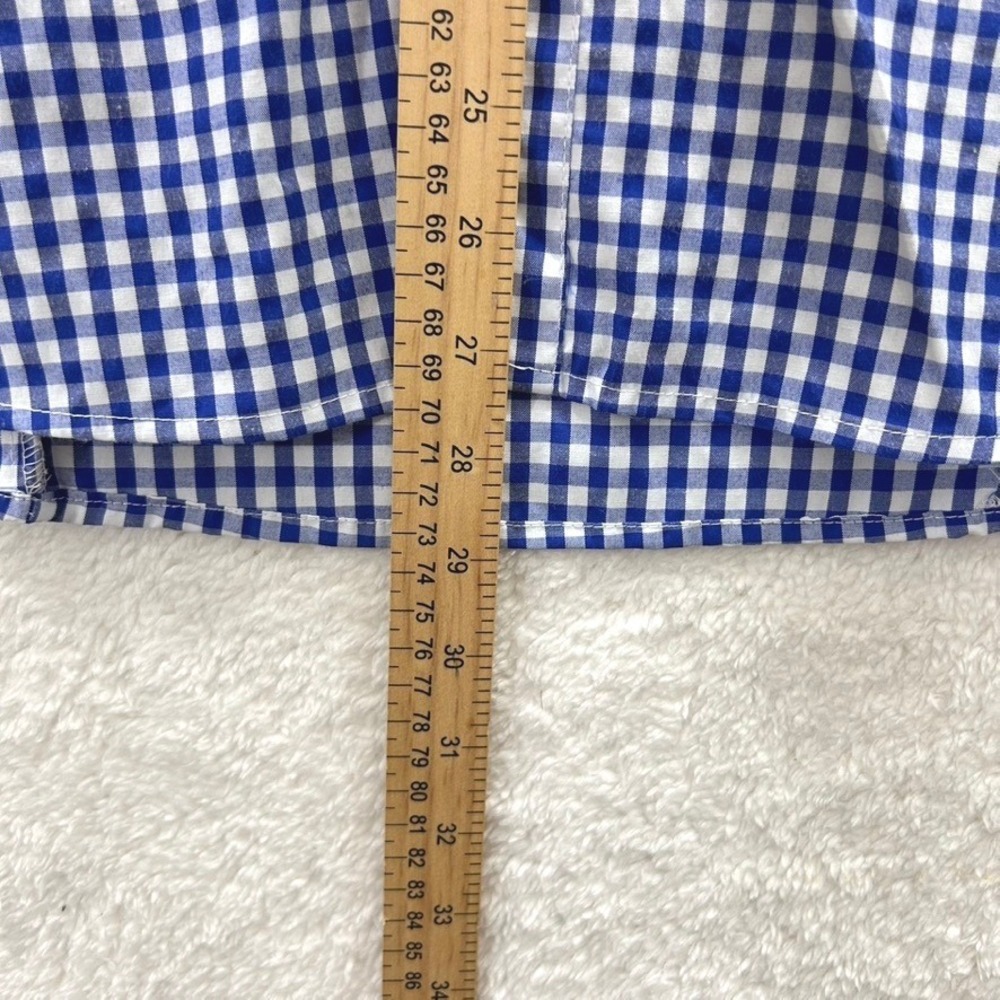 Galaxy by Harvic Mens XL Slim Fit Gingham Button Down Shirt Navy White NWT - Picture 7 of 8